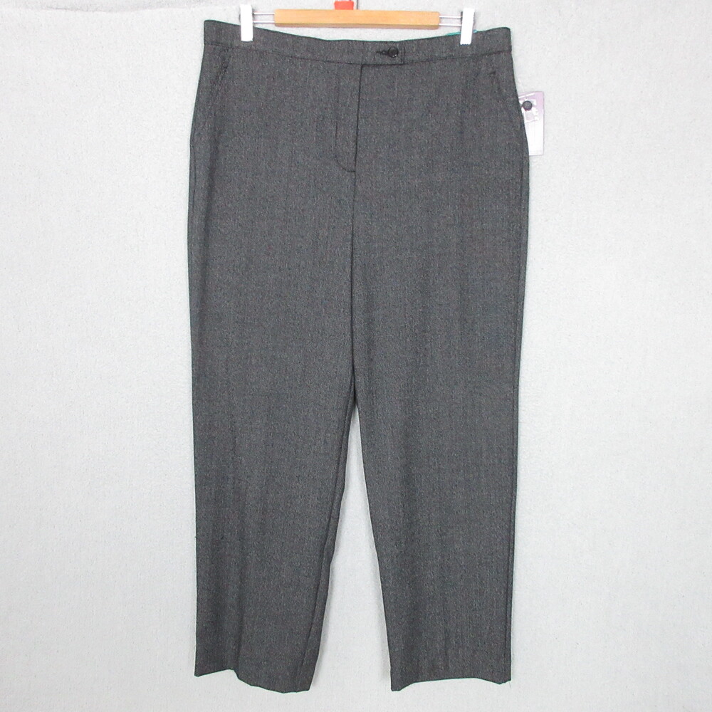 INVESTMENTS Pants Womens 16 Short‎ Dark Gray Straight Leg Slimming Panel Office